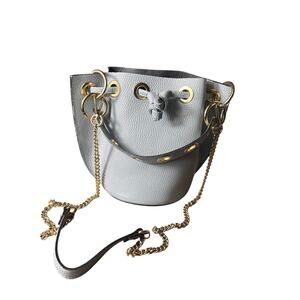Borse in Pelle Light Blue Pebbled Leather Bucket Bag